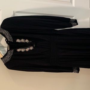 Black Smock Neck Skater Dress